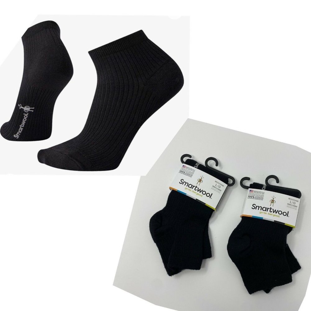 Smartwool Women Merino Wool Socks Size Large Black Low Cut Outdoor 2 PAIRS